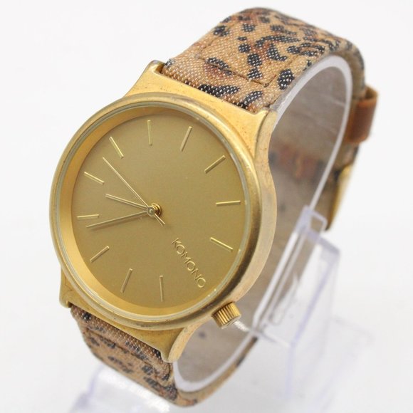 Komono Wizard Watch Unisex Gold Tone Stainless Steel Classic Leopard Band - Picture 1 of 8